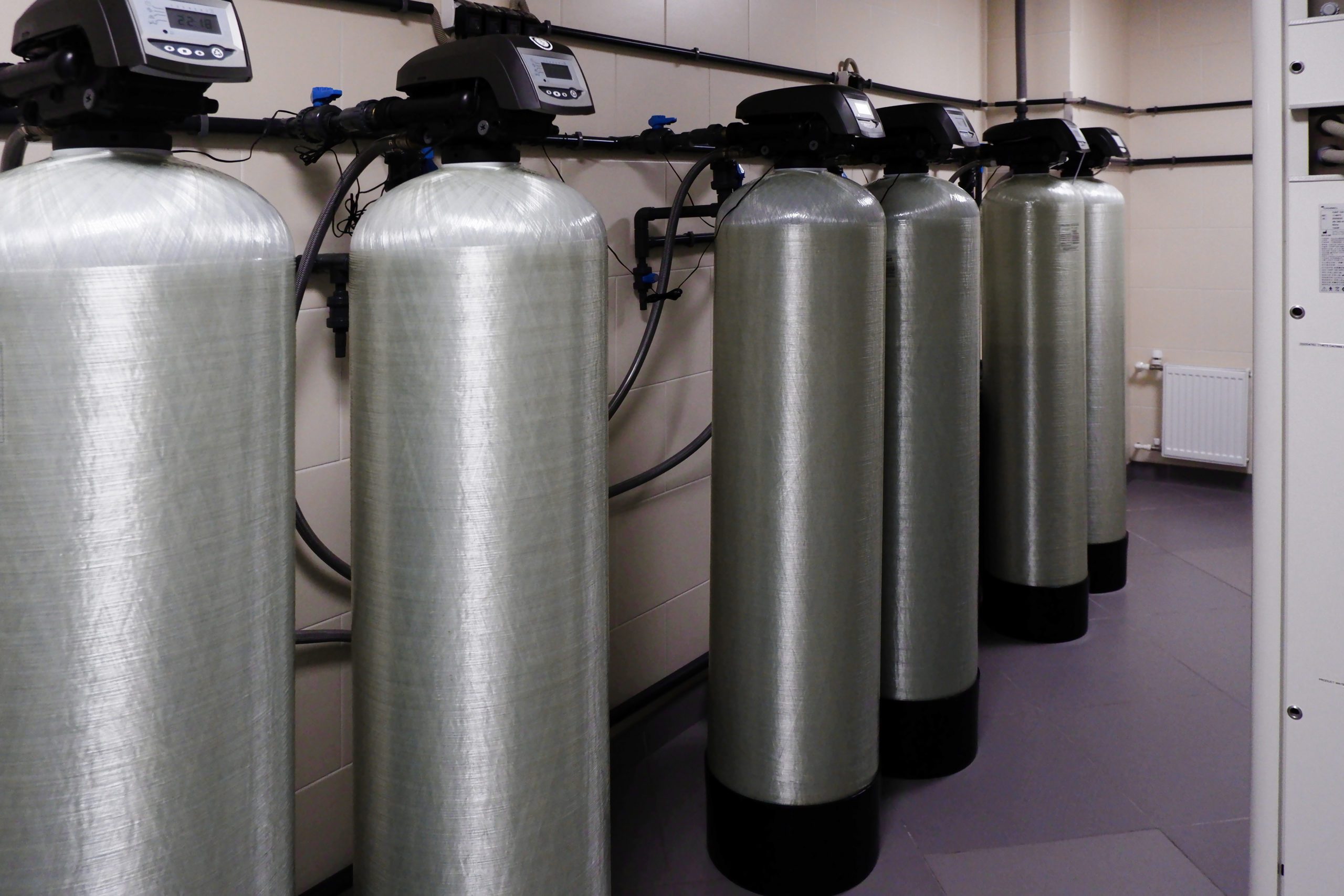 Water Softeners Line Up in a Row